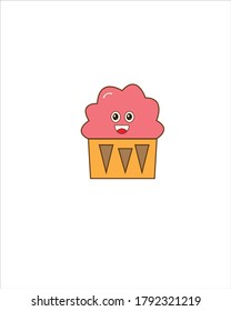 Pink cute ice cream kawaii Illustration design