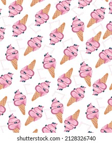 Pink  cute ice cream vector