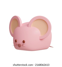 pink cute little mouse round eyes  Designed with a 3D blender program.