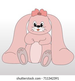 Pink cute rabbit with long ears