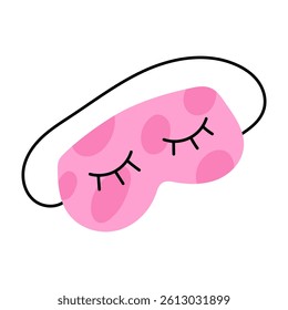 Pink cute sleeping mask. Flat vector illustration isolated on white background.
