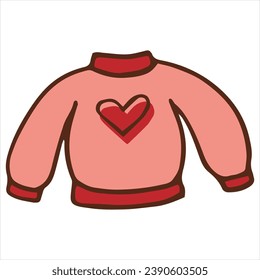 pink cute sweater on white background drawing vector