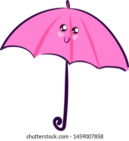 Pink cute umbrella, illustration, vector on white background.