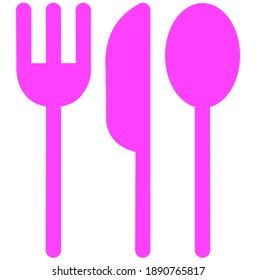 Pink Cutlery icon. Spoon, forks, knife. restaurant symbol vector illustration. Vector cutlery set. Fork, knife. Flat style restaurant sign.
