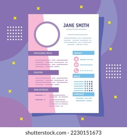 pink cv template document icon