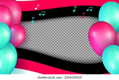 Globos rosados y cian con forma con espacio para su propio vector premium de fondo fotográfico