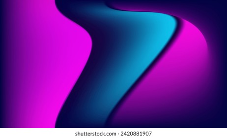 Pink and cyan curves with purple gradient mesh background nice for wallpaper or banner