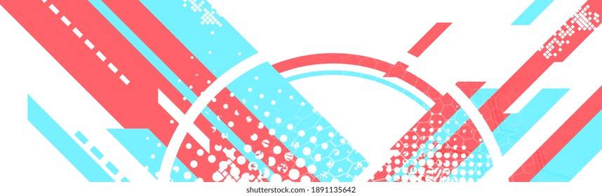 Pink and cyan minimal geometric flat abstract background. Grunge futuristic vector banner design