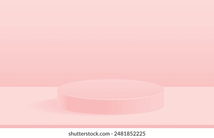 pink cylinder pedestal podium with pastel for product display on Pink background. Product display presentation and modern platform for showcasing products prominently.