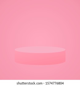 Pink cylinder template. 3d base stand podium or studio pedestal round platform showroom illustration