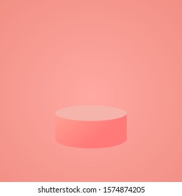 Pink cylinder template. 3d base stand podium or studio pedestal round platform showroom illustration