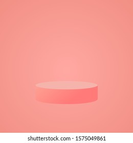 Pink cylinder template. 3d base stand podium or studio pedestal round platform showroom illustration