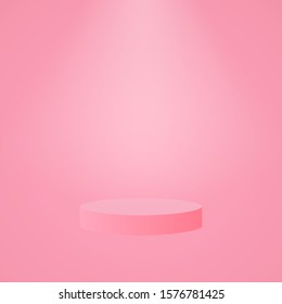 Pink cylinder template. 3d base stand podium or studio pedestal round platform showroom illustration