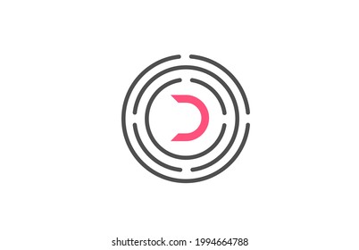 pink D logo design letter design with circles. Alphabet icon design. Branding for products and company