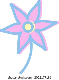 Flor rosada de daffodil, ilustración, vector, sobre un fondo blanco.