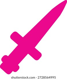 rosafarbener Dolch, Schwert, Symbol, grafisches Gestaltungselement einzeln auf transparentem Hintergrund