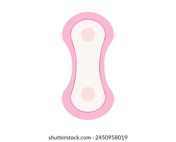 Pink Daily liner. Panty liner vector illustration. Daily female hygiene pad. Soft sanitary liner isolated on white backdrop. Concept of daily feminine care, light protection, intimate hygiene. Print