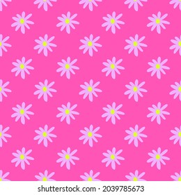 Pink daisies on a pink background. Seamless bright pattern for textiles, fabric, background, packaging paper, wallpaper.