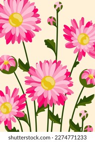 Pink daisy background.Eps 10 vector.