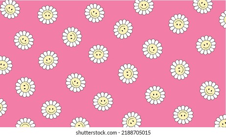 Pink Daisy Background Vector Illustration.