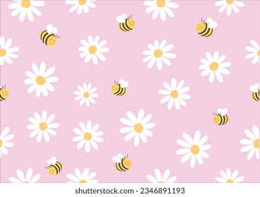 pink daisy bee pattern design