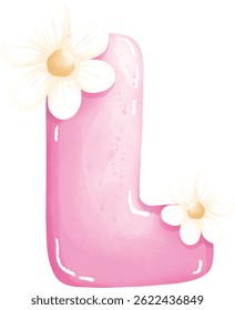 pink daisy English alphabet, blossoming word.
