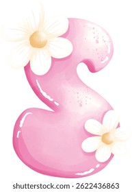 pink daisy English alphabet, blossoming word.