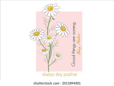 pink daisy flower hand drawn design vector