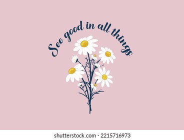 pink daisy flower hand drawn design