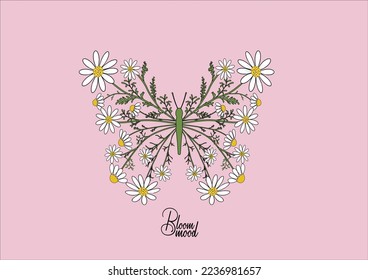 pink daisy flower hand drawn design vector