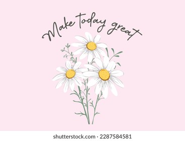 pink daisy flower hand drawn design vector