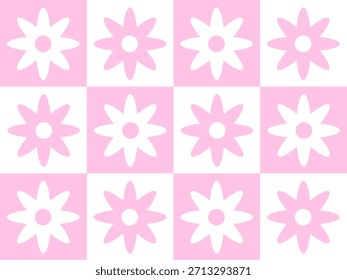 Pink Daisy Flor Telha e Padrão Sem Costura, Papel de embrulho