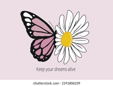 pink daisy flower vector hand drawn design