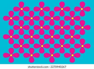 pink daisy flowers with yellow center and a blue background