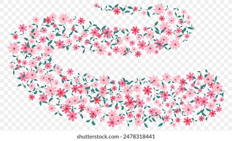 Pink daisy flying in the wind element on transparent background vector refreshing season. anniversary
