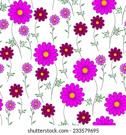 pink daisy on a white background vector seamless pattern