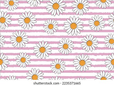 pink daisy pattern hand drawn