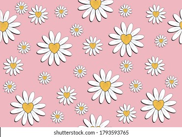 pink daisy pattern daisy seamless pattern vector design hand drawn spring daisy flower  fabric towel design pattern summer print  ditsy flower,spring,stationary,fabric,paper,packet,fashion creative