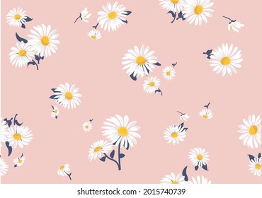 pink daisy seamless art hand drawn design