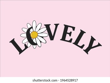 pink daisy vector art lettering