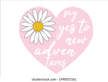 pink daisy vector lettering art