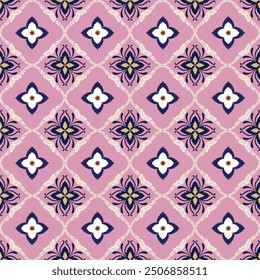 The Pink Damark fabric pattern is a sophisticated design featuring an elegant interplay of geometric shapes and intricate details. It showcases a harmonious blend of bold lines and subtle textures, cr