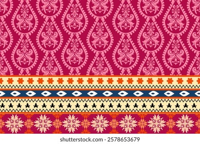 Pink  Damask Pattern textile design