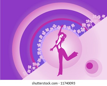 Pink dancer and four leaves clover illustration