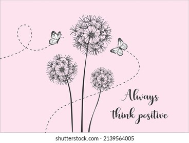 pink dandelion vector hand drawn 