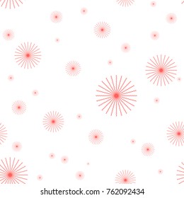 pink dandelions spreading on white background. seamless pattern. vector illustration.