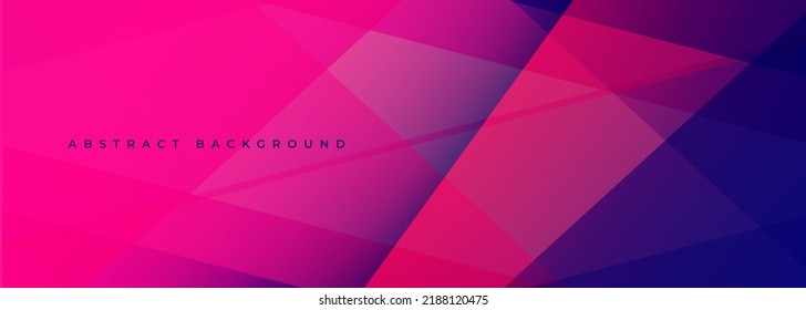 Pink And Dark Blue Abstract Modern Wide Banner With Geometric Shapes. Bright Pink And Purple Abstract Background. Colorful Banner Design Or Email Signature Template Background. Vector Illustration.