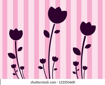 Pink Dark Flowers Vector Wallpaper