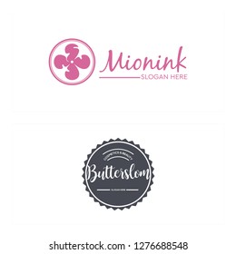 pink dark gray flower circle emblem simple logo design concept Suitable for beauty fashion vintage retro accessories cosmetics 