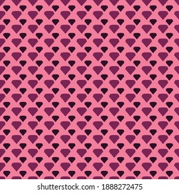 Rosa und dunkel violette kleine und große Diamanten formen nahtloses Muster auf rosafarbenem Hintergrund